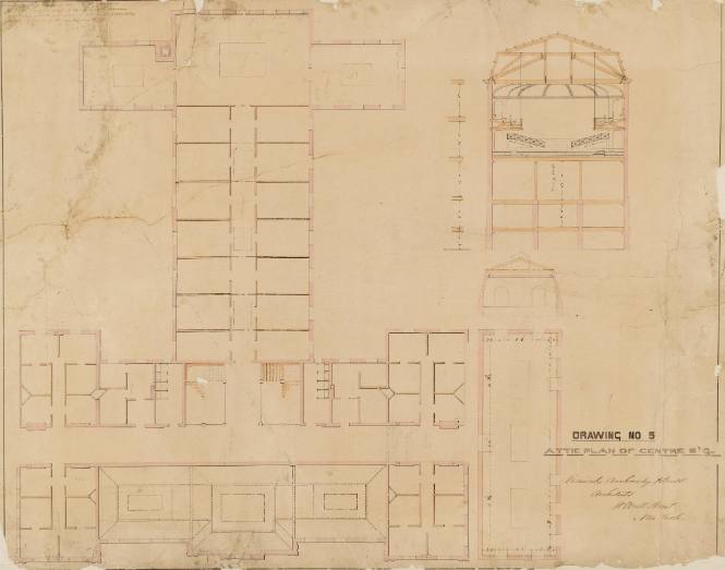 Drawing no. 5, attic plan, Main Building