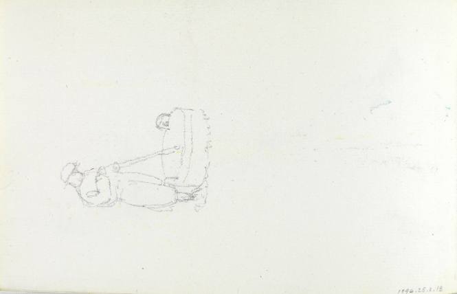 Untitled (man holding a long implement at a basin)