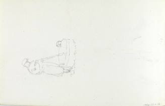 Untitled (man holding a long implement at a basin)