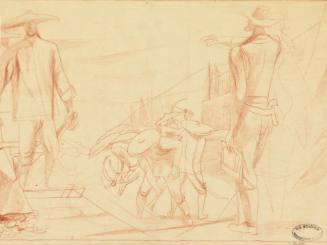 Chinese Railroad Workers, detail sketch for mural Building the Union Pacific for Rincon Annex Post Office, San Francisco, California