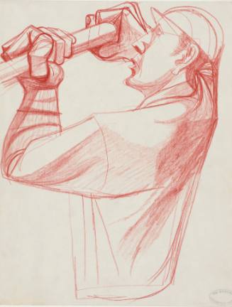 Laborer, detail sketch for mural 1933, Building Golden Gate Bridge for Rincon Annex Post Office, San Francisco, California