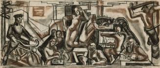 East Wall: Study for Mural, "The World Outside," Stamford (Connecticut) High School