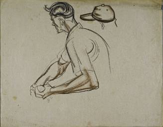 Untitled (Young man side profile from waist up. Study of a baseball cap.)
