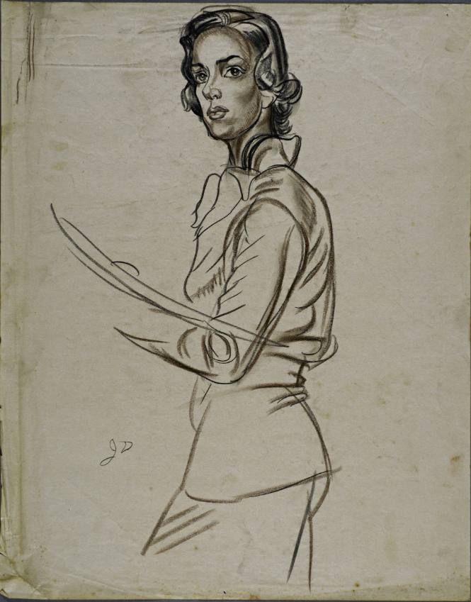 Untitled (Figure of a woman holding a book)