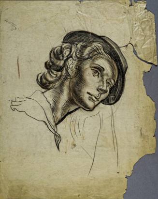 Untitled (Three quarter profile of woman wearing  a hat)