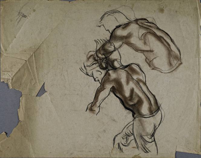 Untitled (Back of a young man in motion. Sudy of the back of the same man, upper right.)