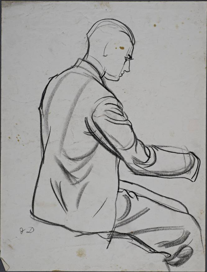Untitled (Young man presumably playing the piano. Side profile of face and body visible.)