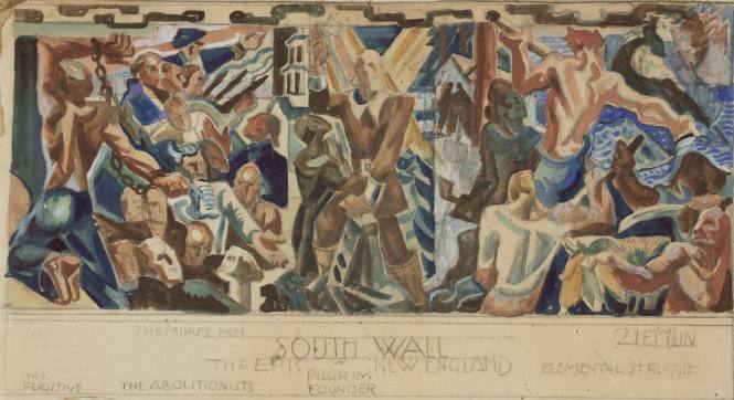 The Epic of New England: study for Mural, "New England Tradition," Stamford (Connecticut) High School