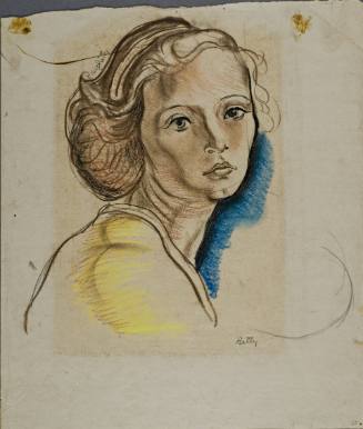 Untitled (Front view of a young woman’s head turned to the right, looking over her shoulder)