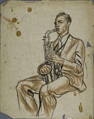 Untitled (Seated young man playing the saxophone)