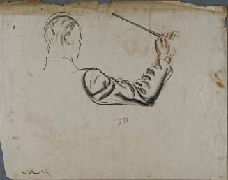 Untitled (Three quarter back view of a conductor holding a baton)