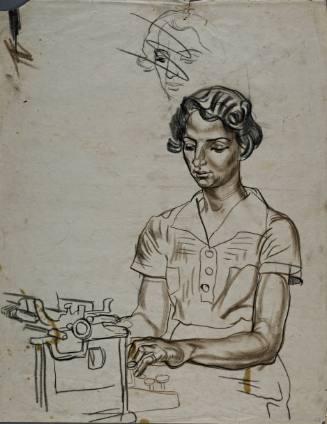 Untitled (Young woman sitting at a typewriter)