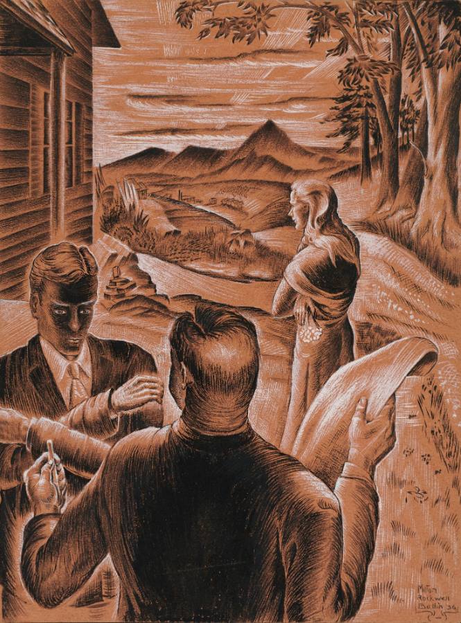 Untitled (Two men, one woman and a house)