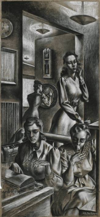 Office Scene: Study for Mural, Teachers College of Connecticut (Central Connecticut State University), New Britain