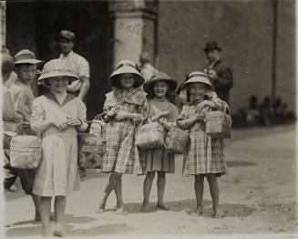 Untitled (Children in hats with baskets)