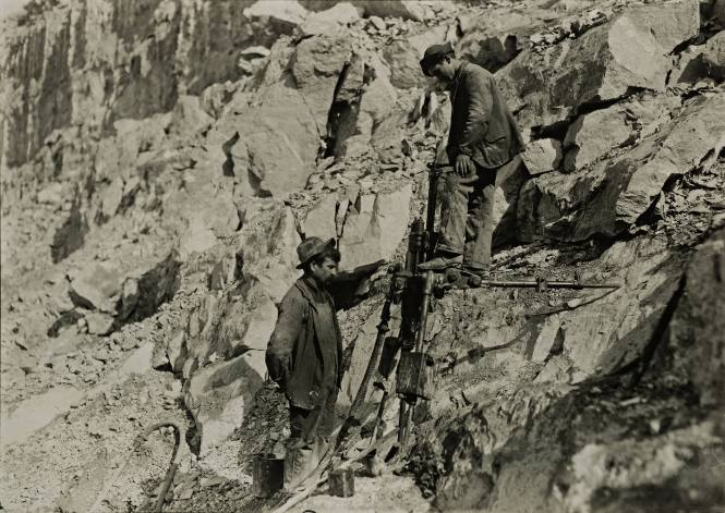 Making a Cut for the R.R., Immigrant Laborers, New York Stone Quarry
