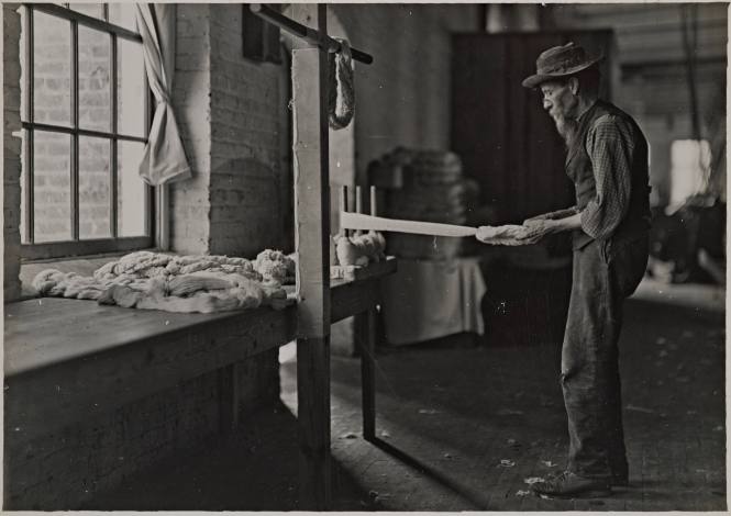 The End of the Trail. Inspecting Yarn in a Southern Mill