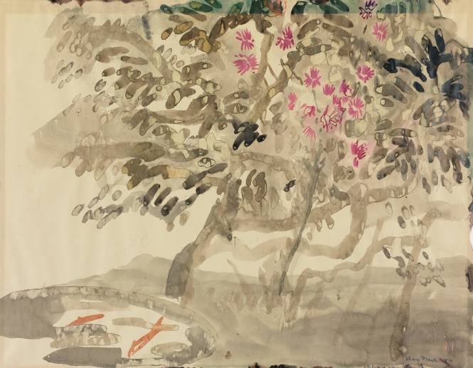 Untitled (Tree and goldfish)