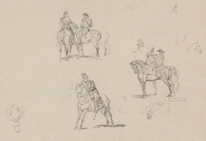Studies of soldiers on horseback
