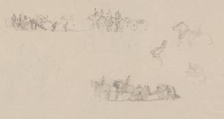 Studies of soldiers on horseback with cannons