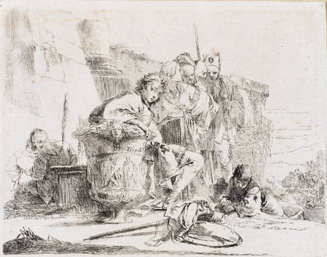 Capricci: Seated youth leaning against an urn