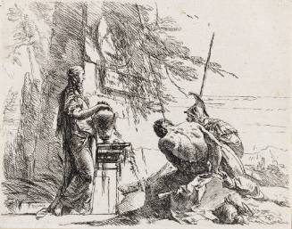 Capricci: A woman with her hands on a vase, a soldier and a slave