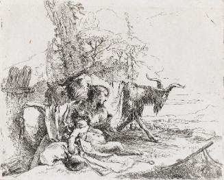 Capricci: A nymph with a small satyr and two goats