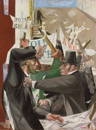 Riot Scene, Civil War Days, color sketch for mural Slave Issue for Rincon Annex Post Office, San Francisco, California