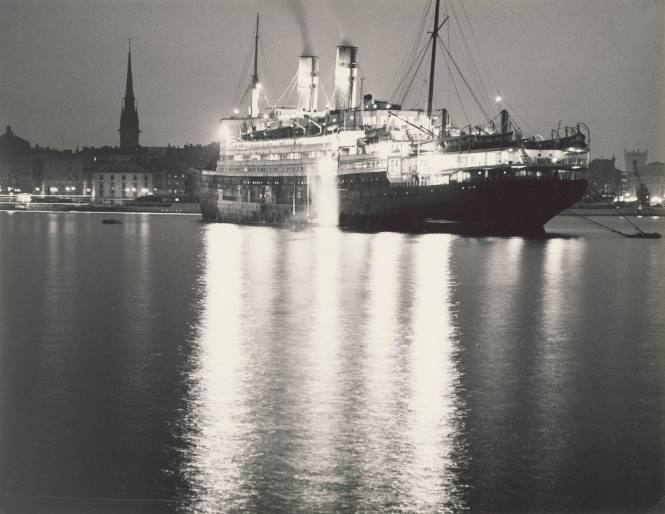 Ship at Dock, Night, Stockholm