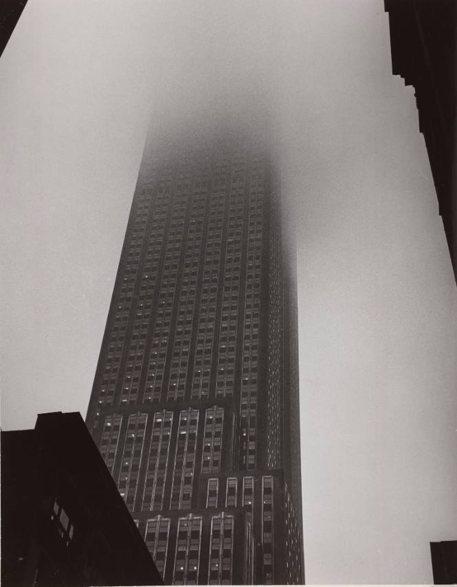 Empire State Building in Fog on a Rainy Day