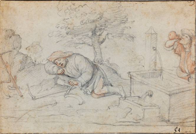 Two Peasants, One Resting