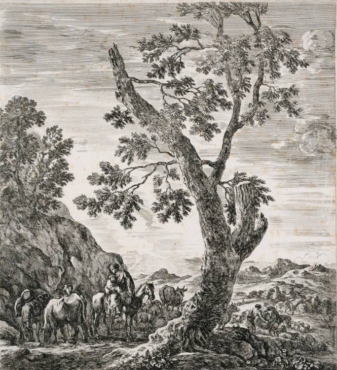 A Peasant Woman on Horsebackwith a Child in her Arms, from the series Large View of Rome and the Campagna