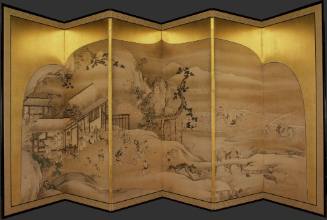 Farming Scenes of the Four Seasons (one of two folding Japanese screens)