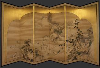 Farming Scenes of the Four Seasons (one of two folding Japanese screens)