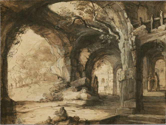 A Monk Reading in a Ruined Cloister