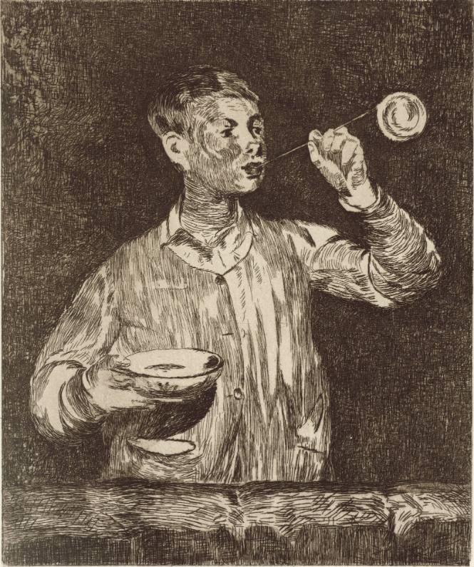 Boy Blowing Soap Bubbles