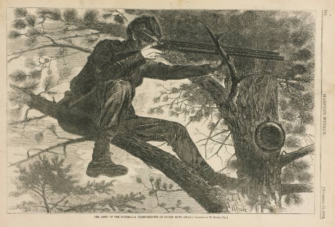 The Army of the Potomac - A Sharp-shooter on Picket Duty from Harper's Weekly, November 15, 1862
