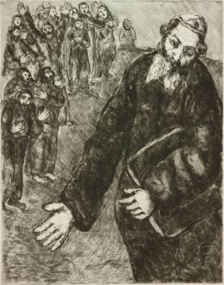 Joshua Closes the Book of Law Which he has Just Read to the People of Israel (Joshua 8:33-35) (Plate 47 from Chagall's illustrations for the Bible)