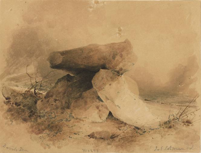 Devil's Den, Wiltshire, engraved by J. Storer with the caption A Cromlech on Marlbro's Downs,  as the title page for John Britton's The Beauties of Wiltshire, (London, 1825)  vol.3