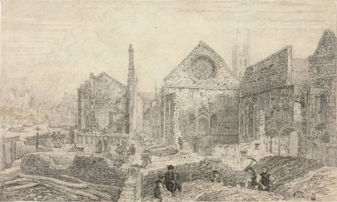 Bishop's Palace, Southwark, for John Britton's Picturesque Antiquities of the English Cities (London, 1830)