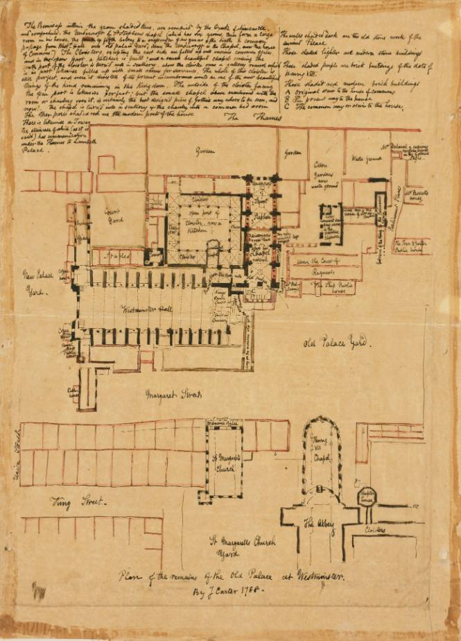 Plan of the remains of Old Palace at Westminster