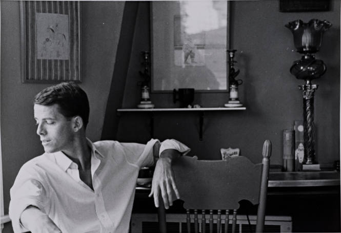James Merrill, Stonington, Connecticut, Sits at Chair, Looks to His Right