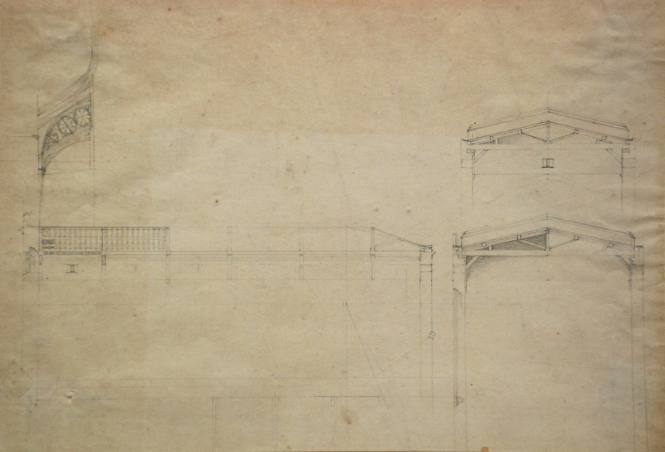 Drawing of a Gothic Building  (church-section)