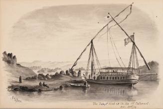 The"Sibyl" tied up in the first cataract, December 28th, 1874, from the album Tourbook of Africa: Our Winter in Egypt and Nubia, 1874-1875