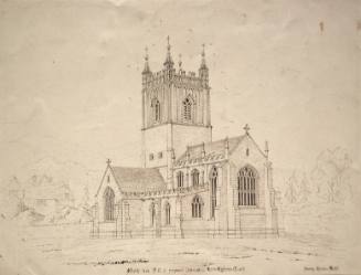 Sketch from S. E. of proposed Restoration of Little Malvern Church