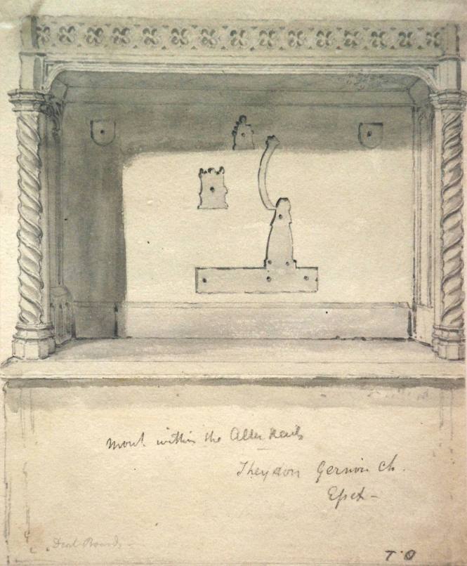 Monument on South Side of Atlar within the communion rails in Theydon Gernon Church, Essex