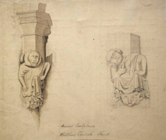 Ancient Sculptures, Westbeer Church, Kent