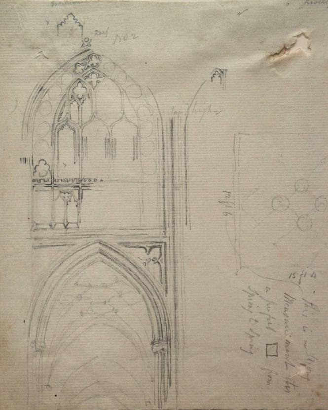 Gothic window and archway, with plan