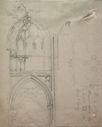 Gothic window and archway, with plan