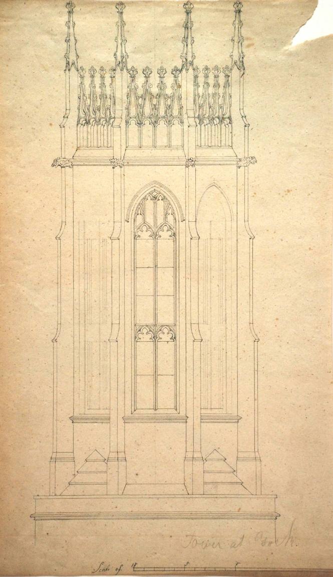 Plan for a Gothic Tower, possibly for St. Dustan's-in-the-West, Fleet Street, London